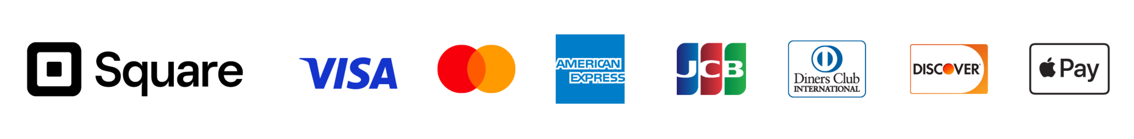 対応お支払い方法：Square／Visa／Mastercard／American Express／JCB／Diners Club／Discover／Apple Pay